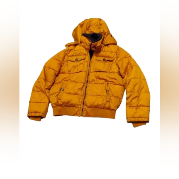 Tommy Hilfilger Womens Faux Fur Accent Hooded Puffer Jacket Sz L - Picture 1 of 7